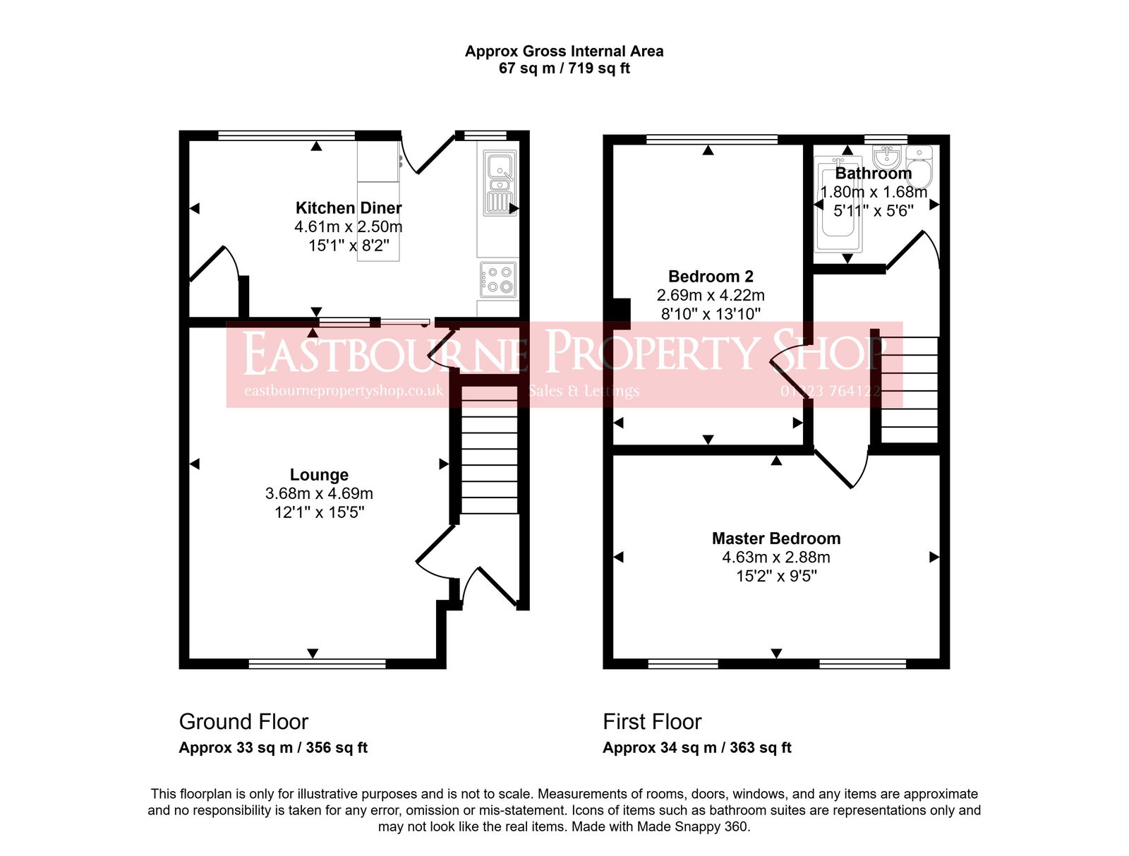 Floorplans For Elsted Close, Eastbourne, BN22 9EA