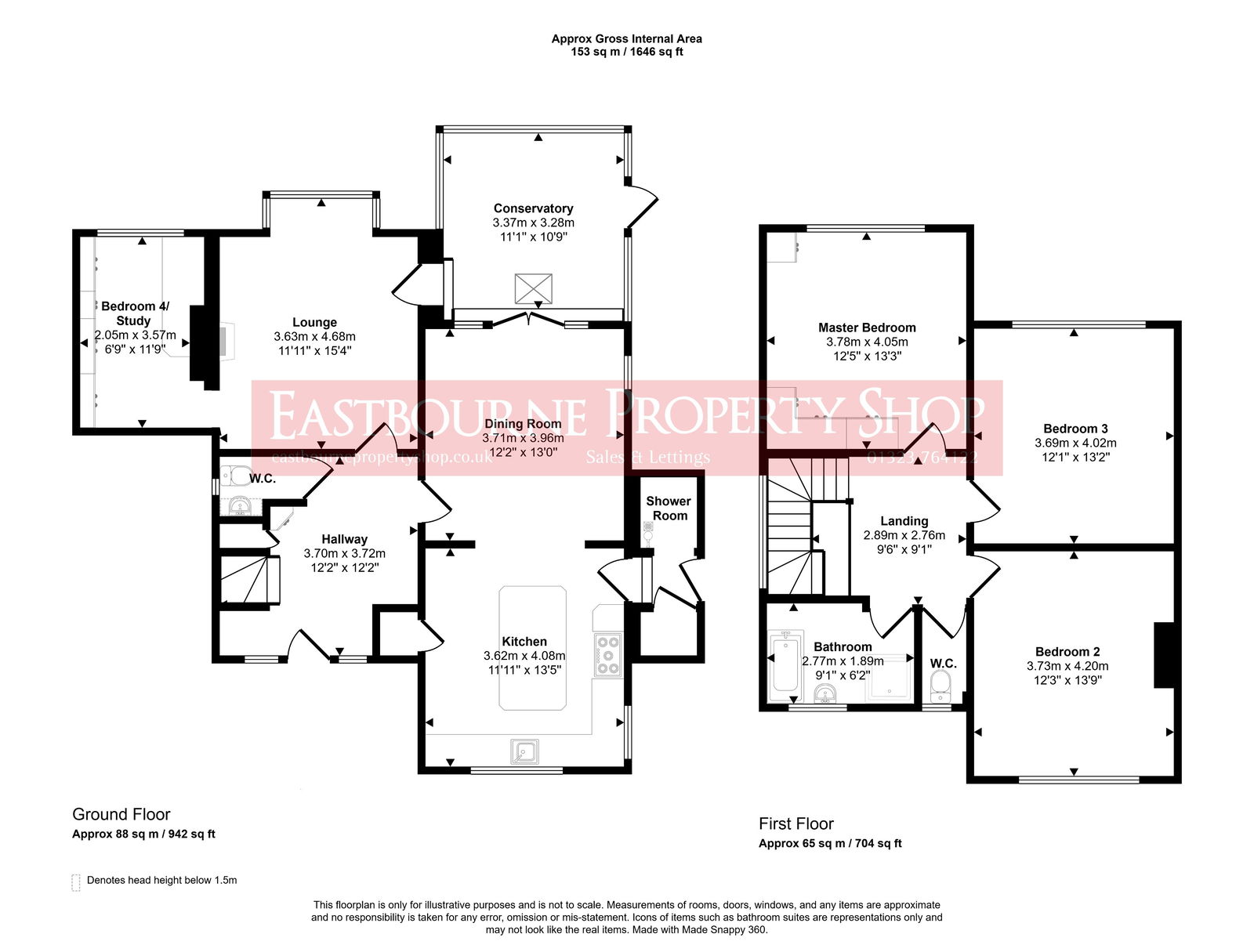 Floorplans For Rattle Road, Stone Cross, Pevensey, BN24 5EB