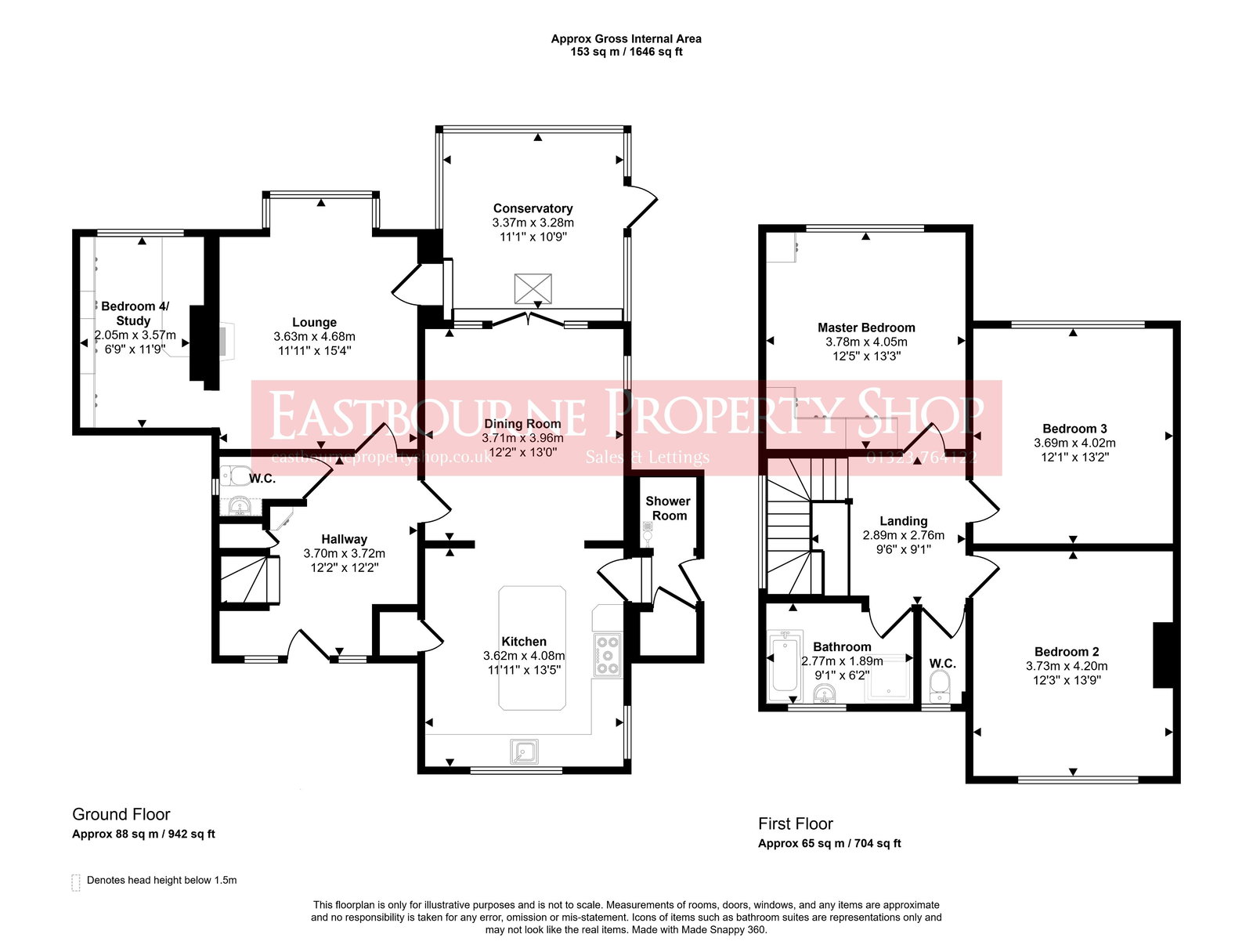 Floorplans For Rattle Road, Stone Cross, Pevensey, BN24 5EB
