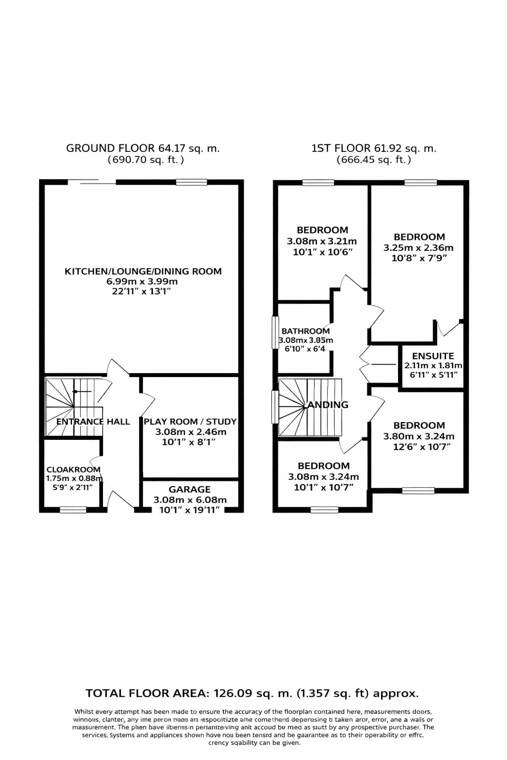 Floorplans For Cornflower Crescent, Polegate, BN26 6GE