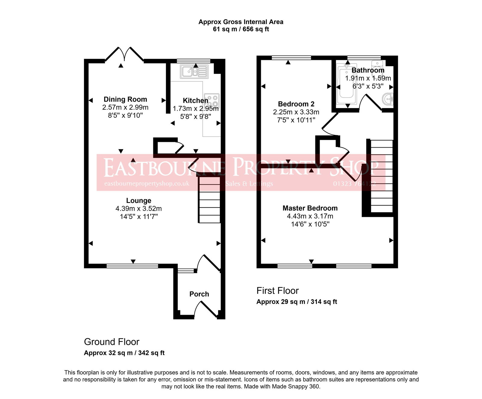 Floorplans For Honeysuckle Close, Eastbourne, BN23 8DA
