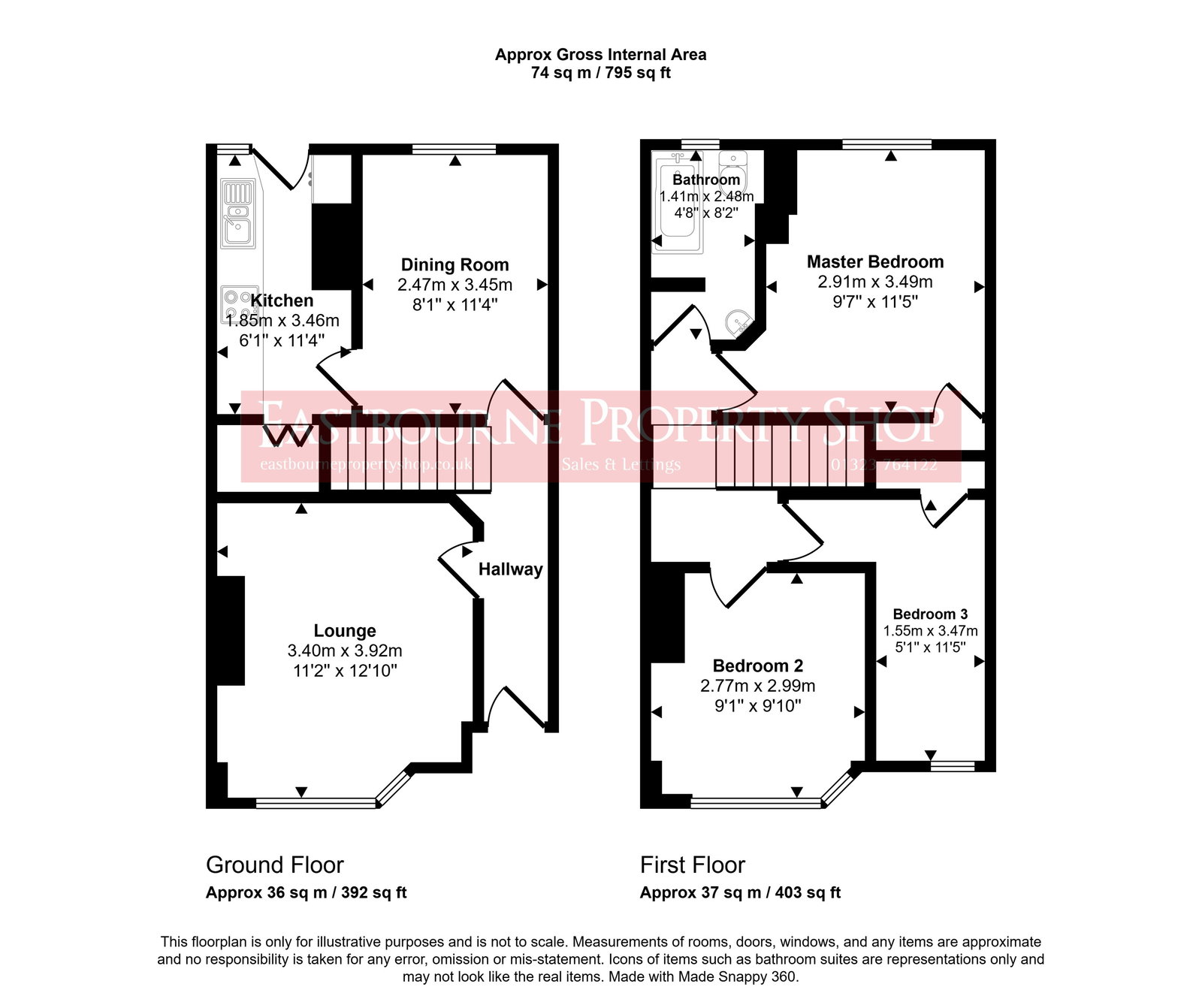 Floorplans For Sydney Road, Eastbourne, BN22 8BJ