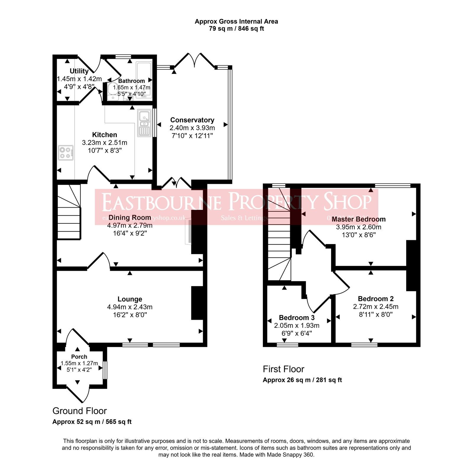 Floorplans For Langney Rise, Eastbourne, BN23 7PG