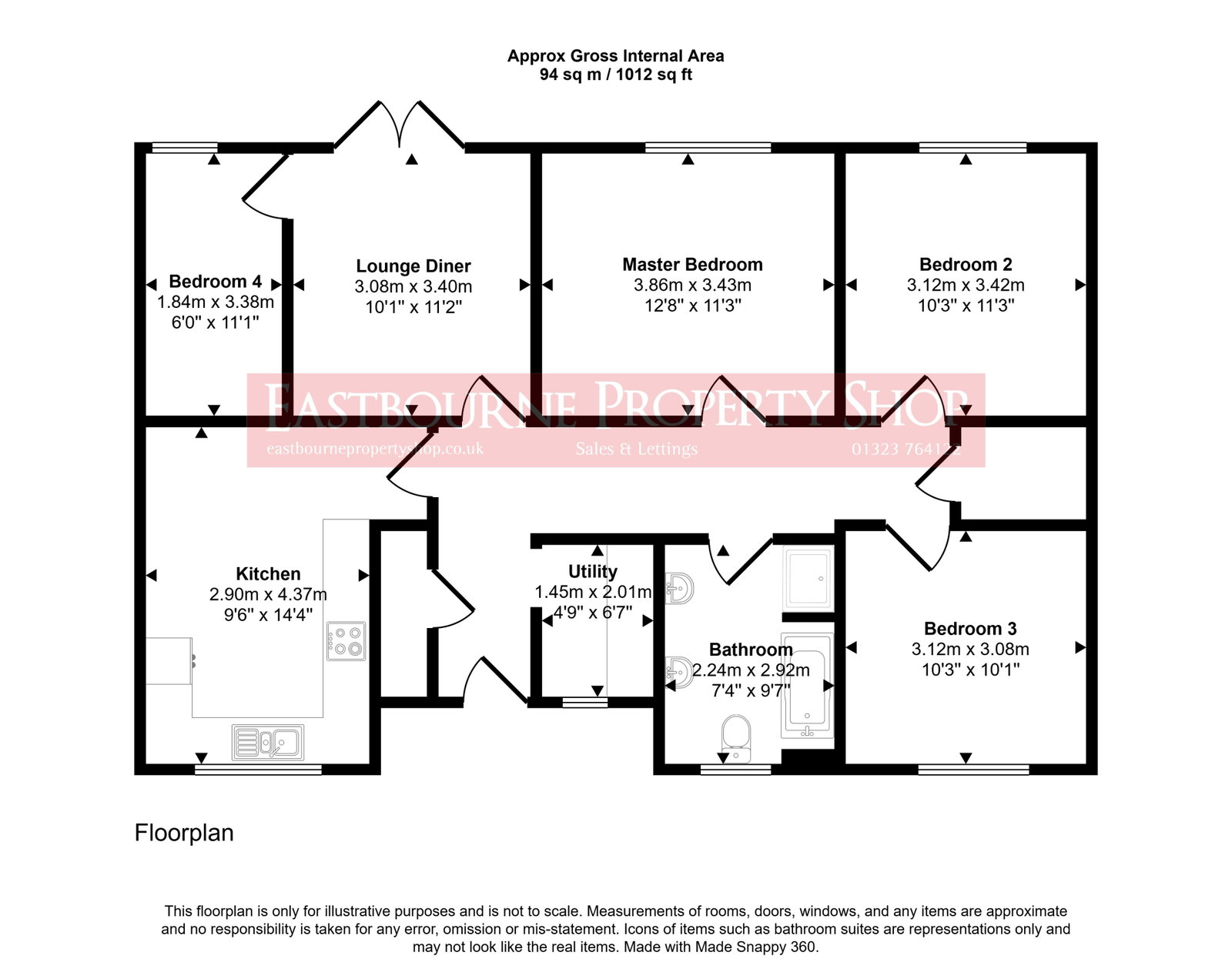 Floorplans For Woburn Way, Eastbourne, BN22 0UU