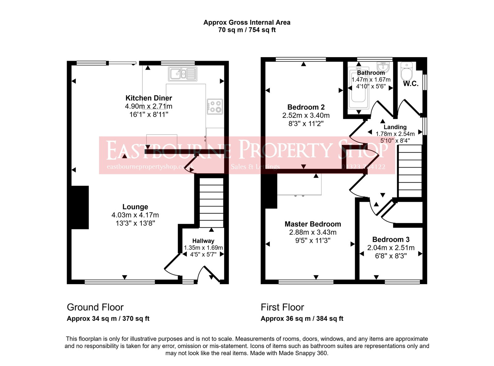 Floorplans For Gainsborough Crescent, Eastbourne, BN23 7NL